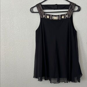 Elie Tahari Black Beaded Strap 100% Silk Women's Top Size Small